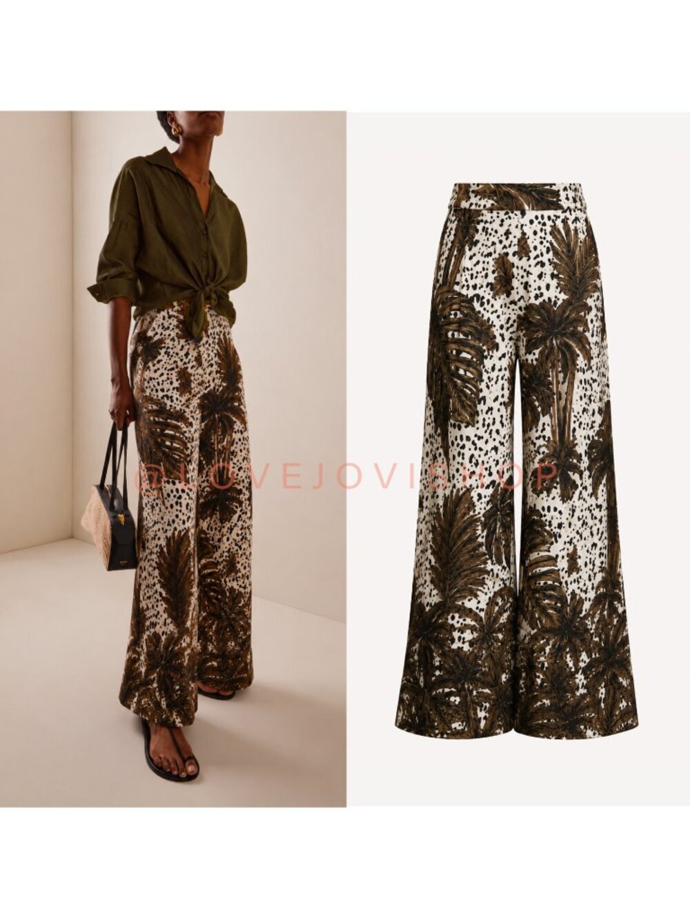 Resort | Hunter Bell Wide Leg Tropical Print Pant | Flat Panel Front Rayon | S